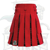 Lautreamont Black Stewart Hybrid Kilt with Red Cotton – Premium Hybrid Scottish Wear
